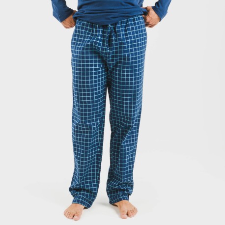 Pijama hombre franela Cuadro Edesia azul