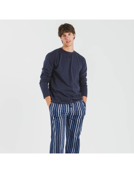 Pijama hombre franela Raya Vinicius azul Pijama hombre franela Raya Vinicius azul