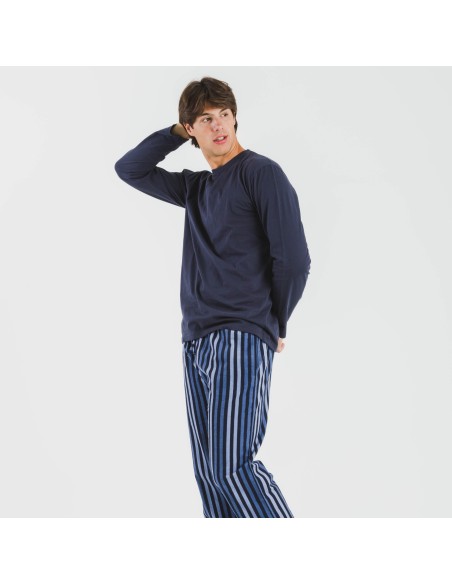 Pijama hombre franela Raya Vinicius azul Pijama hombre franela Raya Vinicius azul