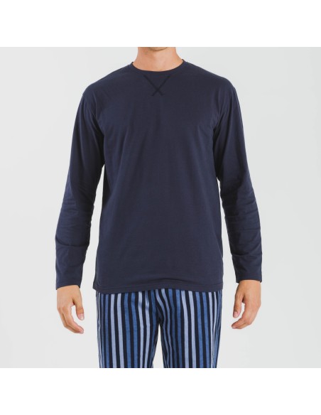 Pijama hombre franela Raya Vinicius azul Pijama hombre franela Raya Vinicius azul