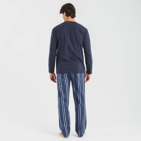 Pijama hombre franela Raya Vinicius azul