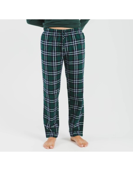 Pijama hombre franela Cuadro Guelo verde