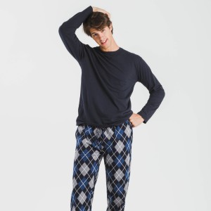 Pijama hombre franela Roldan azul marino