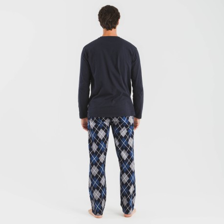 Pijama hombre franela Roldan azul marino