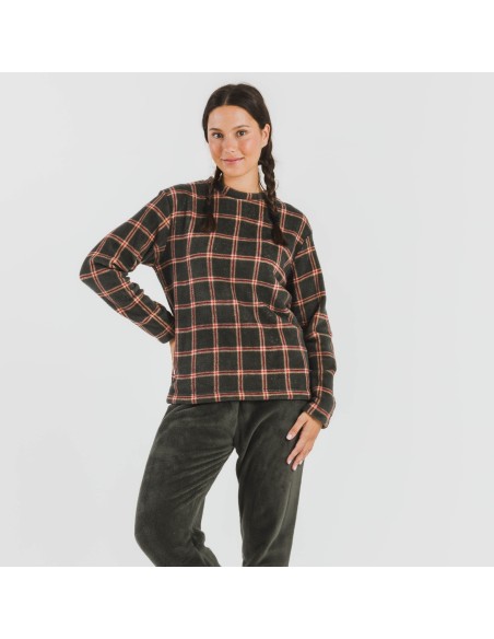 Pijama coral Cuadro Nelby verde caceria