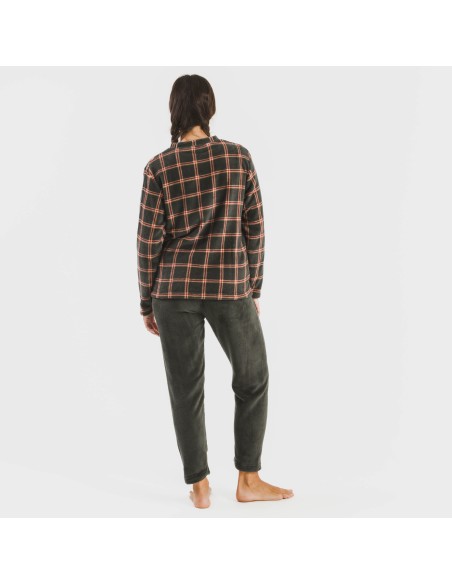 Pijama coral Cuadro Nelby verde caceria