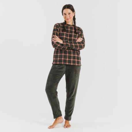 Pijama coral Cuadro Nelby verde caceria