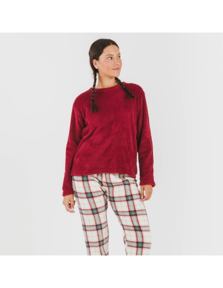 Pijama coral Cuadro Fiorile burdeos Pijama coral Cuadro Fiorile burdeos