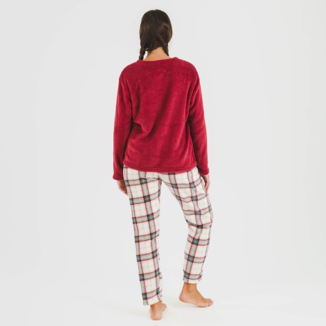 Pijama coral Cuadro Fiorile burdeos