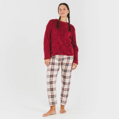 Pijama coral Cuadro Fiorile burdeos