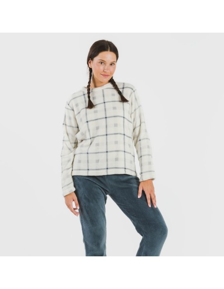 Pijama coral Cuadro Dua azul Pijama coral Cuadro Dua azul