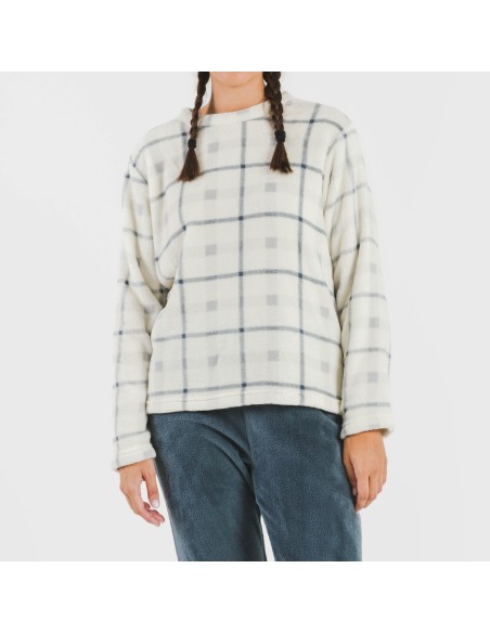 Pijama coral Cuadro Dua azul Pijama coral Cuadro Dua azul