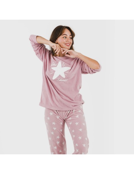 Pijama polar Iconic malva rosa Pijama polar Iconic malva rosa