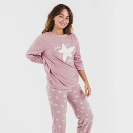 Pijama polar Iconic malva rosa