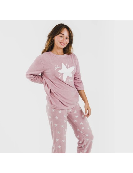 Pijama polar Iconic malva rosa Pijama polar Iconic malva rosa
