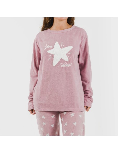 Pijama polar Iconic malva rosa Pijama polar Iconic malva rosa