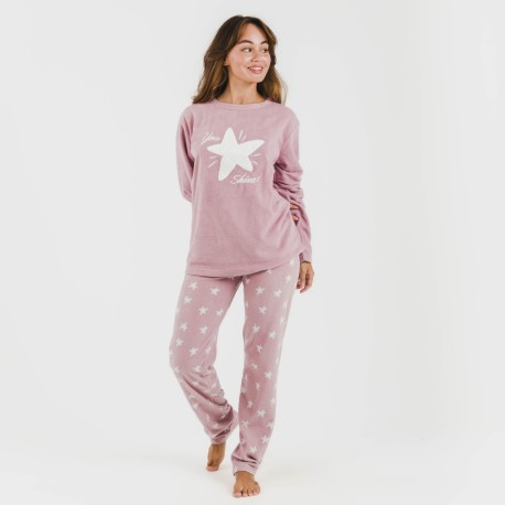 Pijama polar Iconic malva rosa