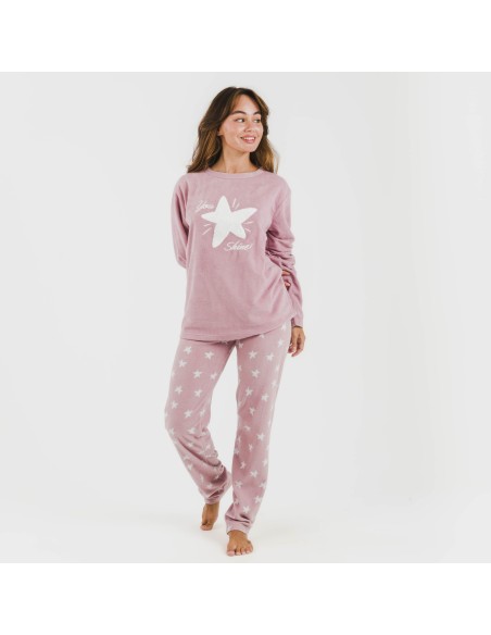Pijama polar Iconic malva rosa Pijama polar Iconic malva rosa