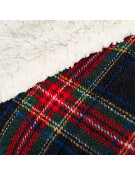 Manta sherpa Cuadro Jairo azul marino