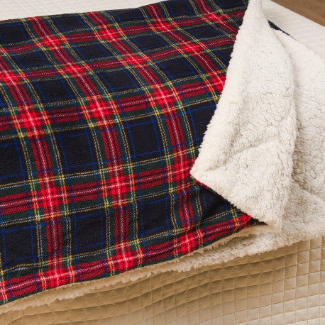 Manta sherpa Cuadro Jairo azul marino