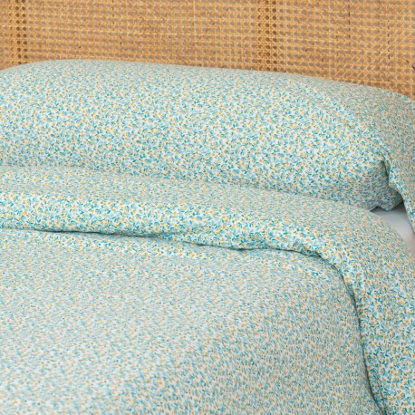 Funda nórdica algodón percal Uriva verde tiffany
