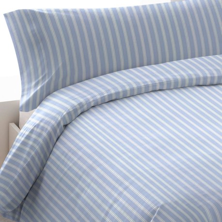 Funda nórdica algodón percal Raya Marsella indigo