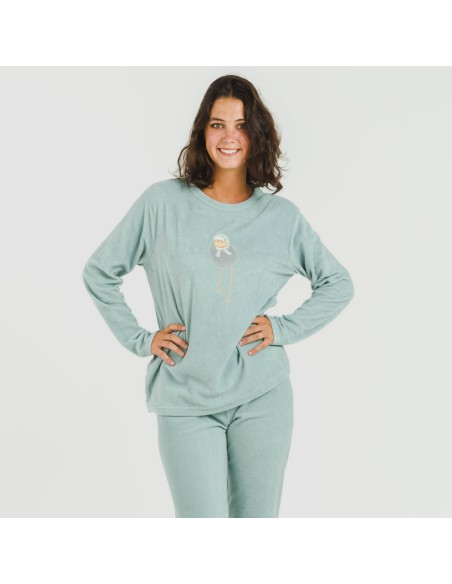 Pijama polar Frosty verde tiffany