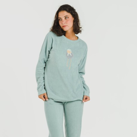 Pijama polar Frosty verde tiffany