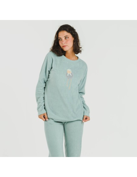 Pijama polar Frosty verde tiffany