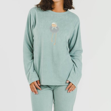Pijama polar Frosty verde tiffany