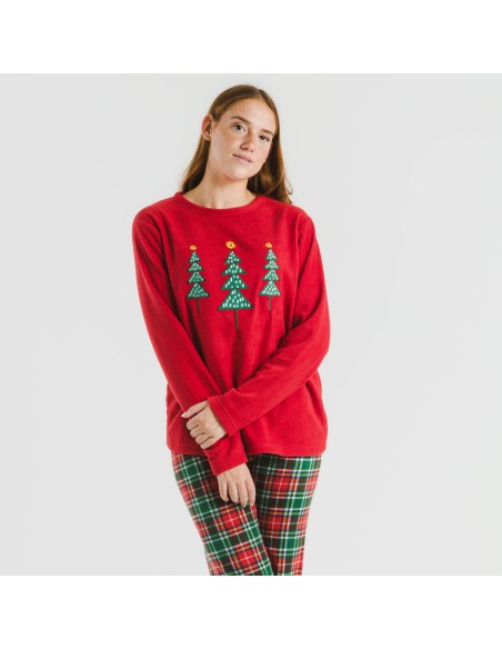 Pijama polar Cuadro Aros burdeos Pijama polar Cuadro Aros burdeos