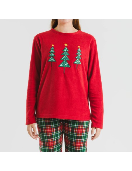 Pijama polar Cuadro Aros burdeos Pijama polar Cuadro Aros burdeos