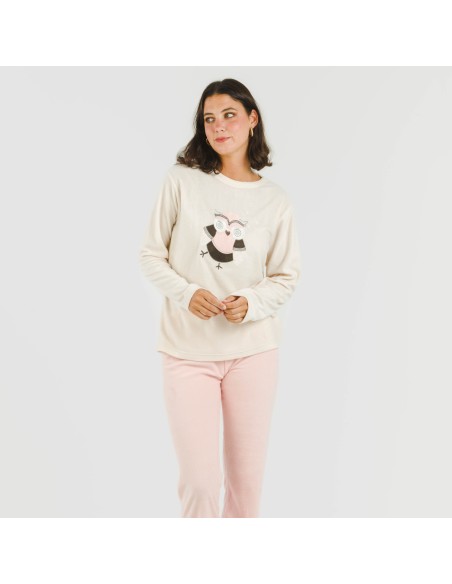 Pijama polar Buho rosa palo Pijama polar Buho rosa palo