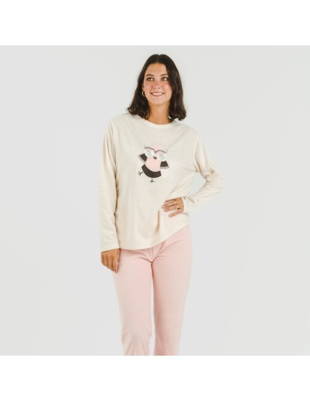 Pijama polar Buho rosa palo Pijama polar Buho rosa palo