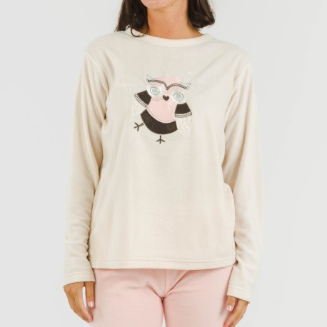 Pijama polar Buho rosa palo