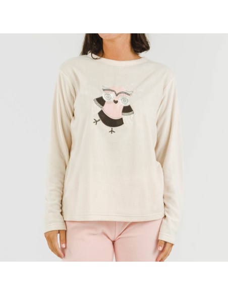 Pijama polar Buho rosa palo Pijama polar Buho rosa palo
