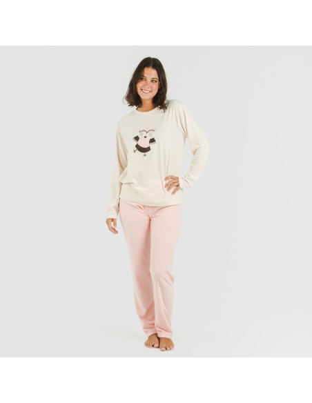 Pijama polar Buho rosa palo Pijama polar Buho rosa palo