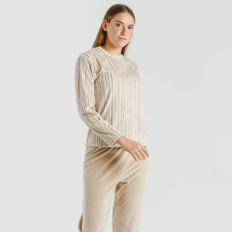 Pijama terciopelo Raya Oli beige