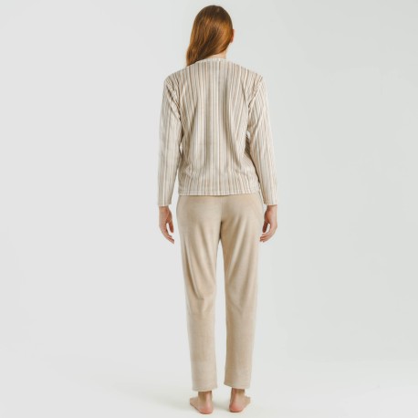 Pijama terciopelo Raya Oli beige