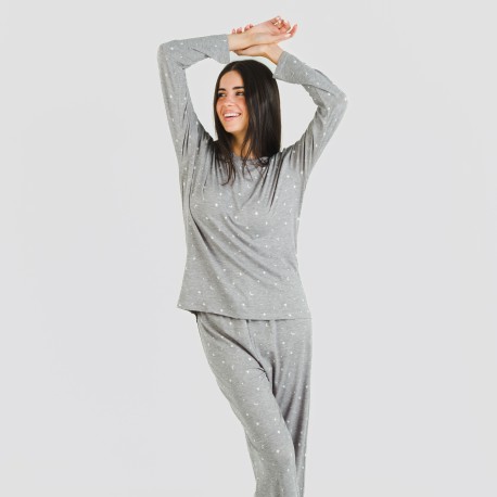 Pijama largo mujer soft Ambarina gris marengo