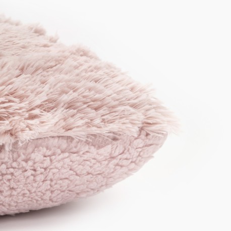 Cojín cuadrante pelo sherpa liso 45x45