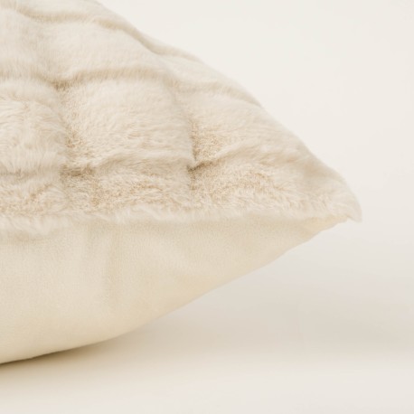 Cojín cuadrante efecto pelo Ondas beige 50x50 - funda + relleno