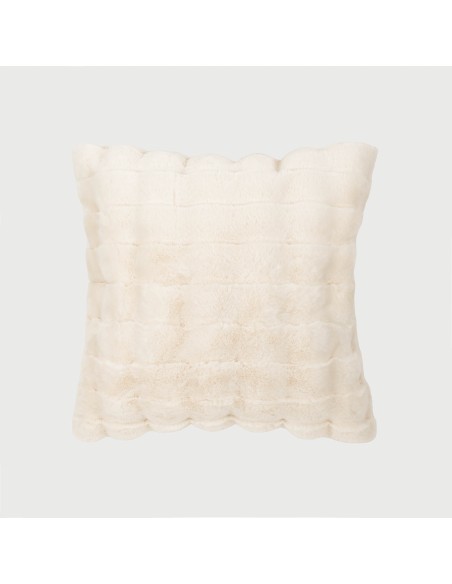 Cojín cuadrante efecto pelo Ondas beige 50x50 - funda + relleno Cojín cuadrante efecto pelo Ondas beige 50x50 - funda + relleno