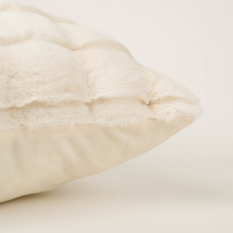 Cojín cuadrante efecto pelo Ondas beige 50x50 - funda + relleno