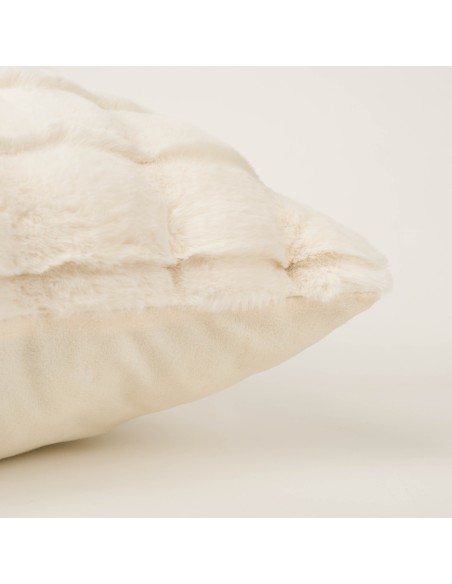 Cojín cuadrante efecto pelo Ondas beige 50x50 - funda + relleno Cojín cuadrante efecto pelo Ondas beige 50x50 - funda + relleno