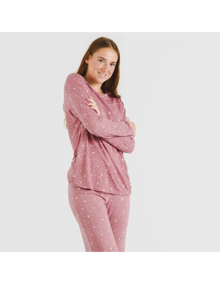 Pijama largo mujer soft Ambarina malva rosa Pijama largo mujer soft Ambarina malva rosa