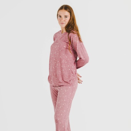 Pijama largo mujer soft Ambarina malva rosa