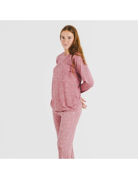 Pijama largo mujer soft Ambarina malva rosa Pijama largo mujer soft Ambarina malva rosa