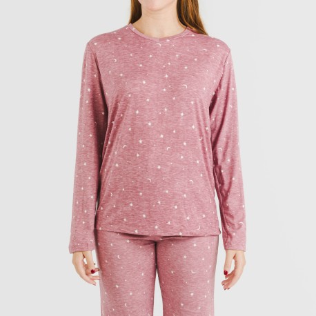 Pijama largo mujer soft Ambarina malva rosa