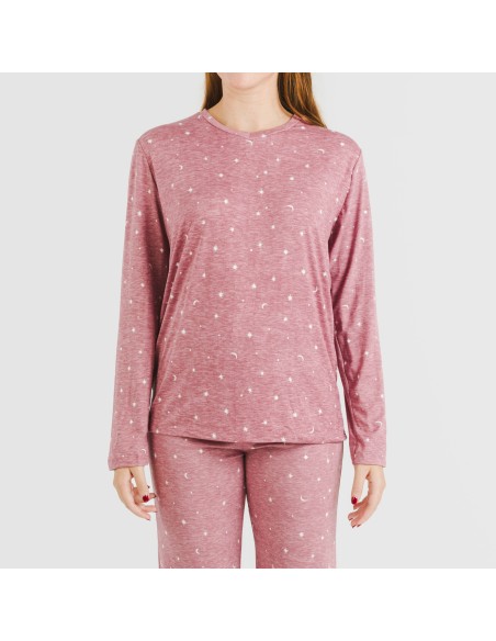 Pijama largo mujer soft Ambarina malva rosa Pijama largo mujer soft Ambarina malva rosa